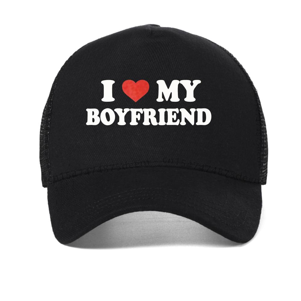 I Love My Girlfriend Boyfriend Logo Print baseball cap Summer Men's Fashion Breathable Snapback hats outdoor mesh trucker hat