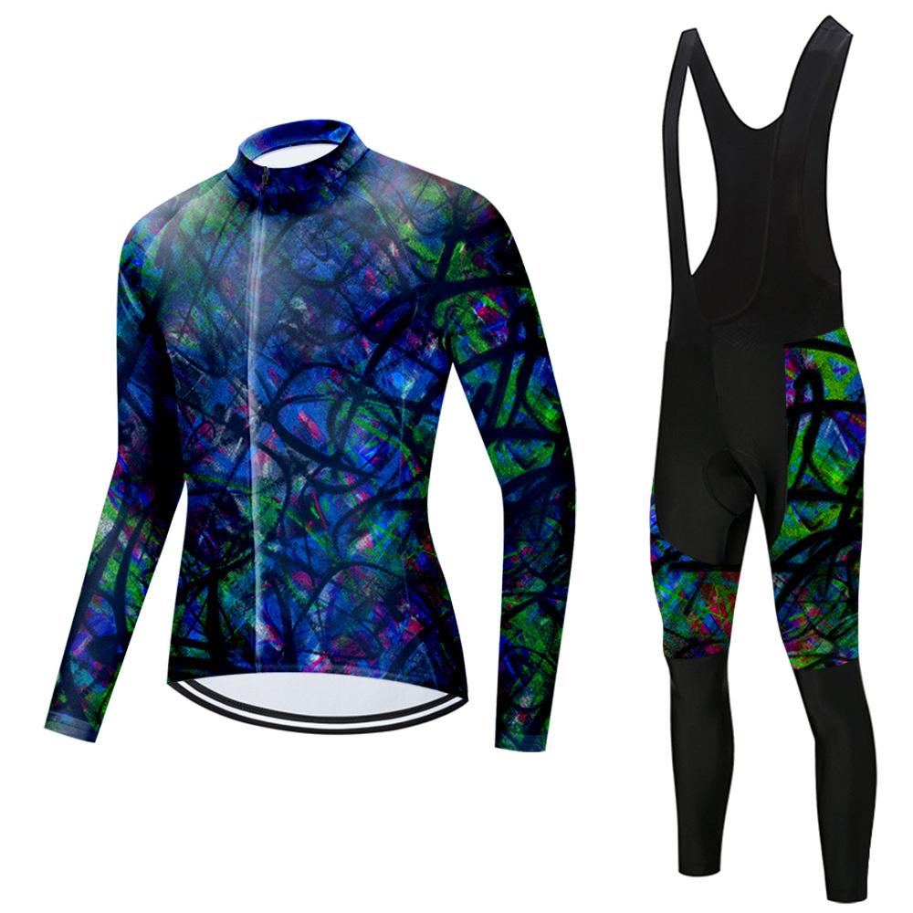 Set Long Sleeve Top Strap Pants Cycling Suit 2026 Autumn Breathable Cycling Suit Set