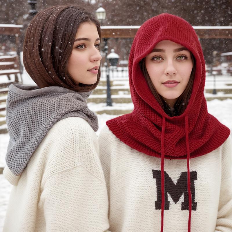 Dzianinowy szalik z kapturem dla kobiet Jesień i Zima Gruby i Ciepły Z nausznikami
