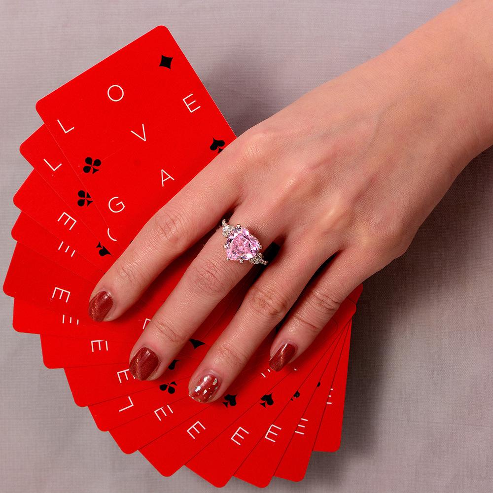 Tancise Jewelry Heart-shaped Synthetic Powder Diamond Diamond Ring Women's Ring Wedding Proposal Luxury Ring Women's Ring