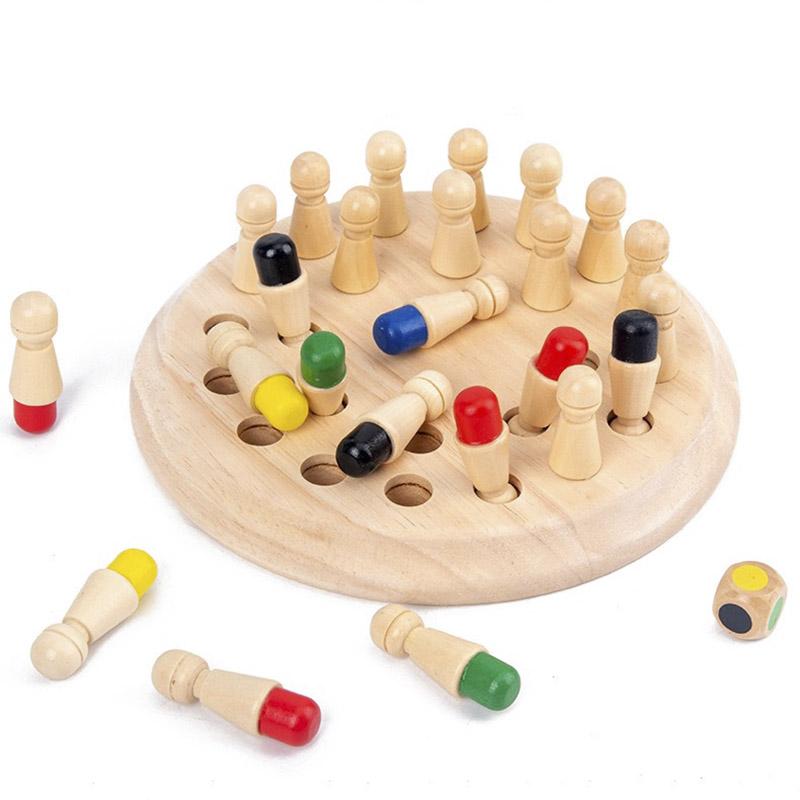 Kids Wooden Memory Match Stick Chess Fun Color Game Board Puzzles Educational Toy Montessori Cognitive Learning Toy for Children