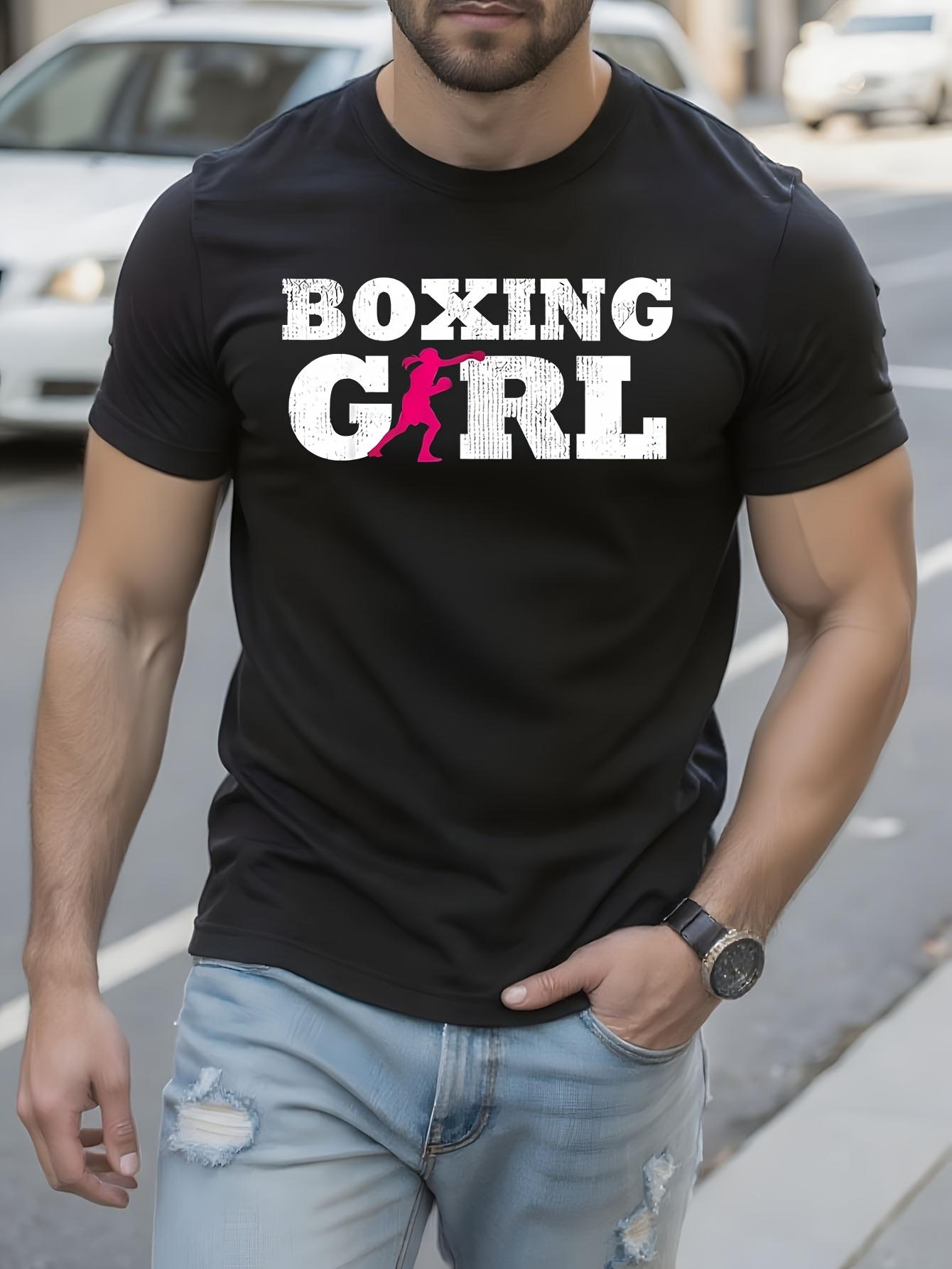 Boxing Girl Silhouette Print Tshirt - Unisex Cotton Blend... XXXXL