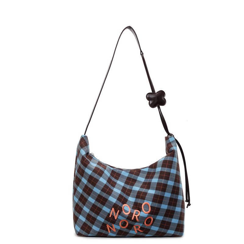 2025 new plaid canvas bag, Korean handbag, literary style versatile shoulder bag, large capacity simple crossbody bag