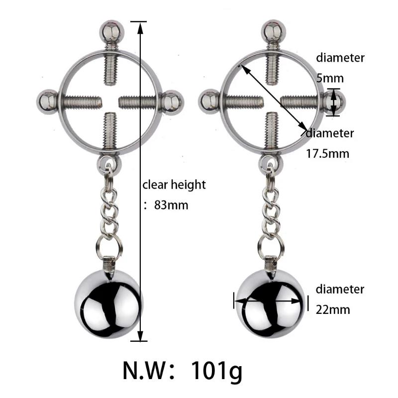 BDSM Bondage Sex Nipple Clamp Stainless Steel Breast Clamp Clips Metal Nipple Shaking Clamps Breast Clip Sex Slaves Sex Shop 18+
