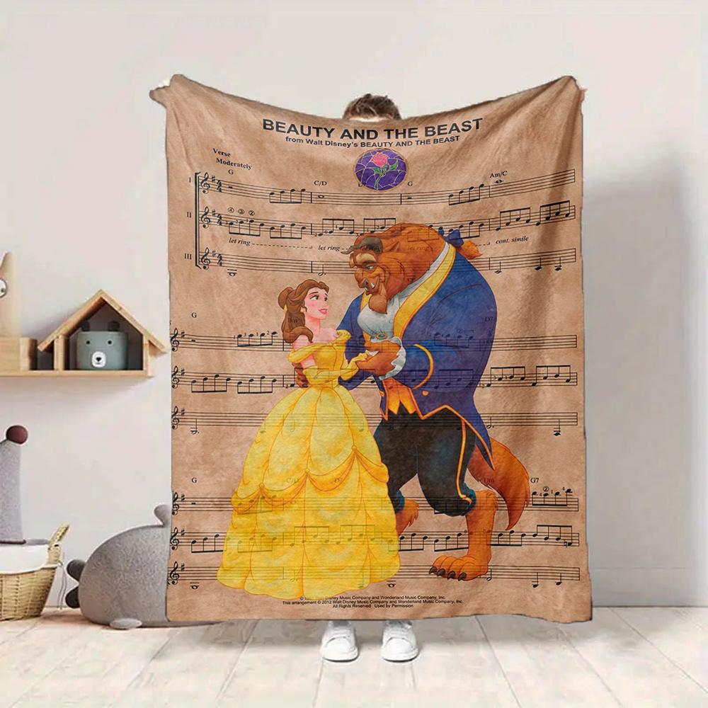 1Pc Beauty Beast Romance Blanket Soft And Comfortable Casual Warm Camping Travel Christmas Halloween Xmas Gift M928406