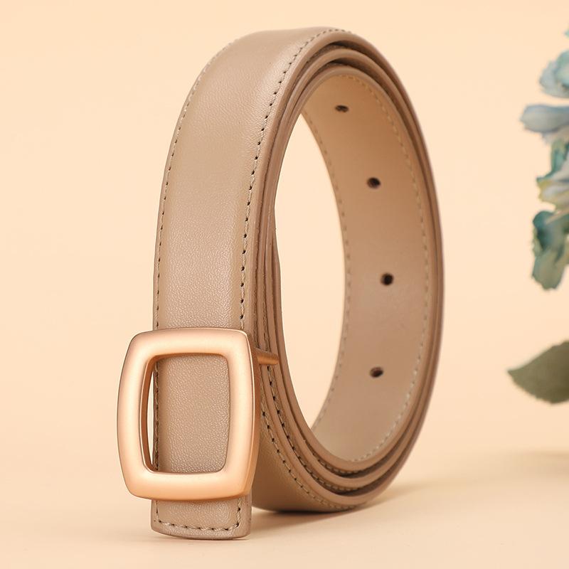 Women'S Leather Belt Wind Belt Women'S Decoration Simple Business Matte Alloy Cowhide Pants Belt