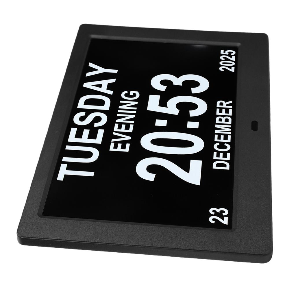 Digital Calendar Clock 8in Large Display Date Time with Reminders Day Night Dimmable Key Remote Control Desk Wall
