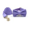 Corduroy Pet Collar & Leash Set with Bow Tie