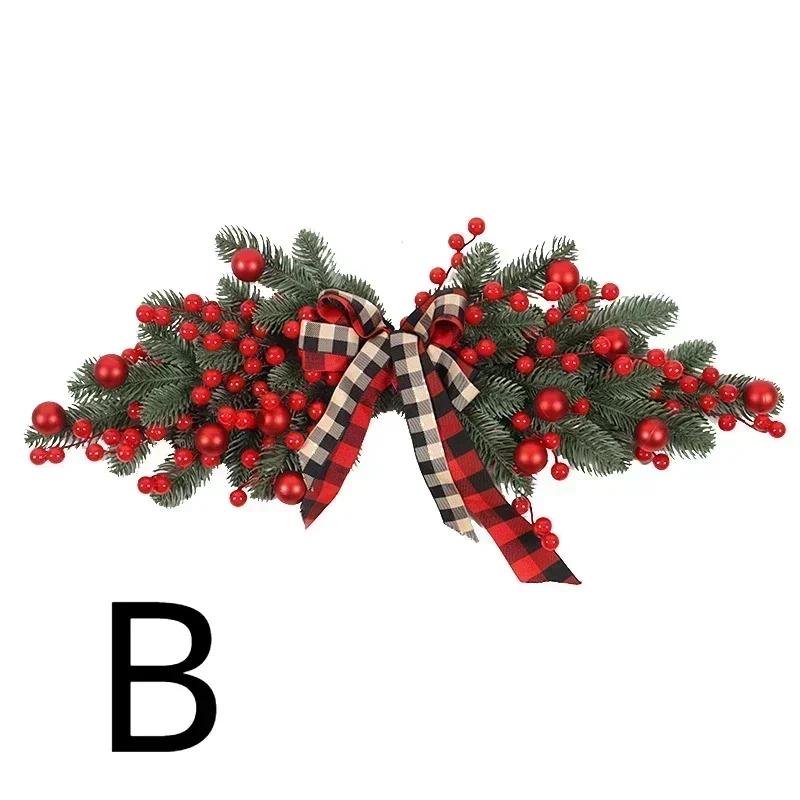 1pc Christmas Plaid Bow and Red Fruit Door Decoration Personalized Creative Home Party Holiday Gift Decoration Supplies Pendants