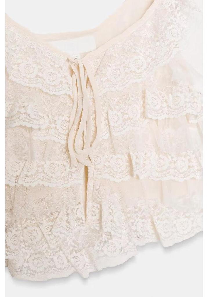 2026 Spring European & American Style Lace Layered Fashion Top 