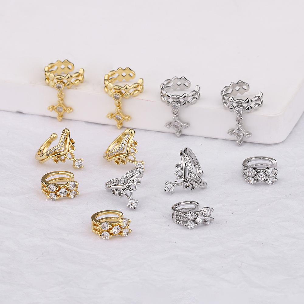 1pc Delicate Zircon Cute Clip Earrings for Women Female No Piercings Buckle Ear Cuff Fake Cartilage Ear Fashion Jewelry EF129