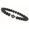 Initial Bracelet for Men and Woman Black Onyx 6mm Beads Bracelet with Letter Relationship Jewelry for Couples Alphabet bracelet