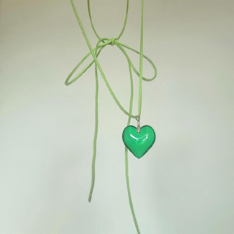 Unique Crystal Heart Necklace Fashion Sweet Cool Heart Clavicle Chain Lace Up