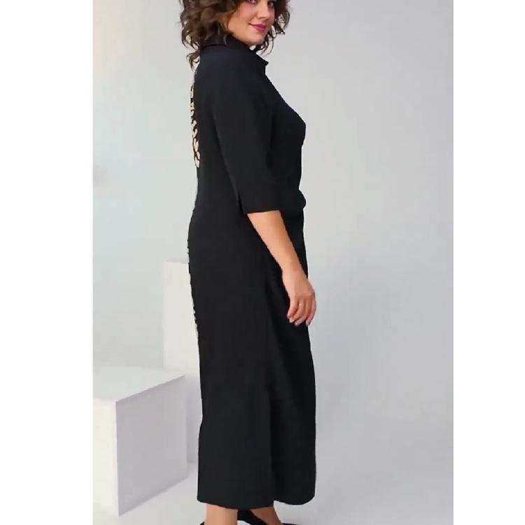 2024 European & American Women's Spring/Summer Fashion Print Lapel Cardigan Dress