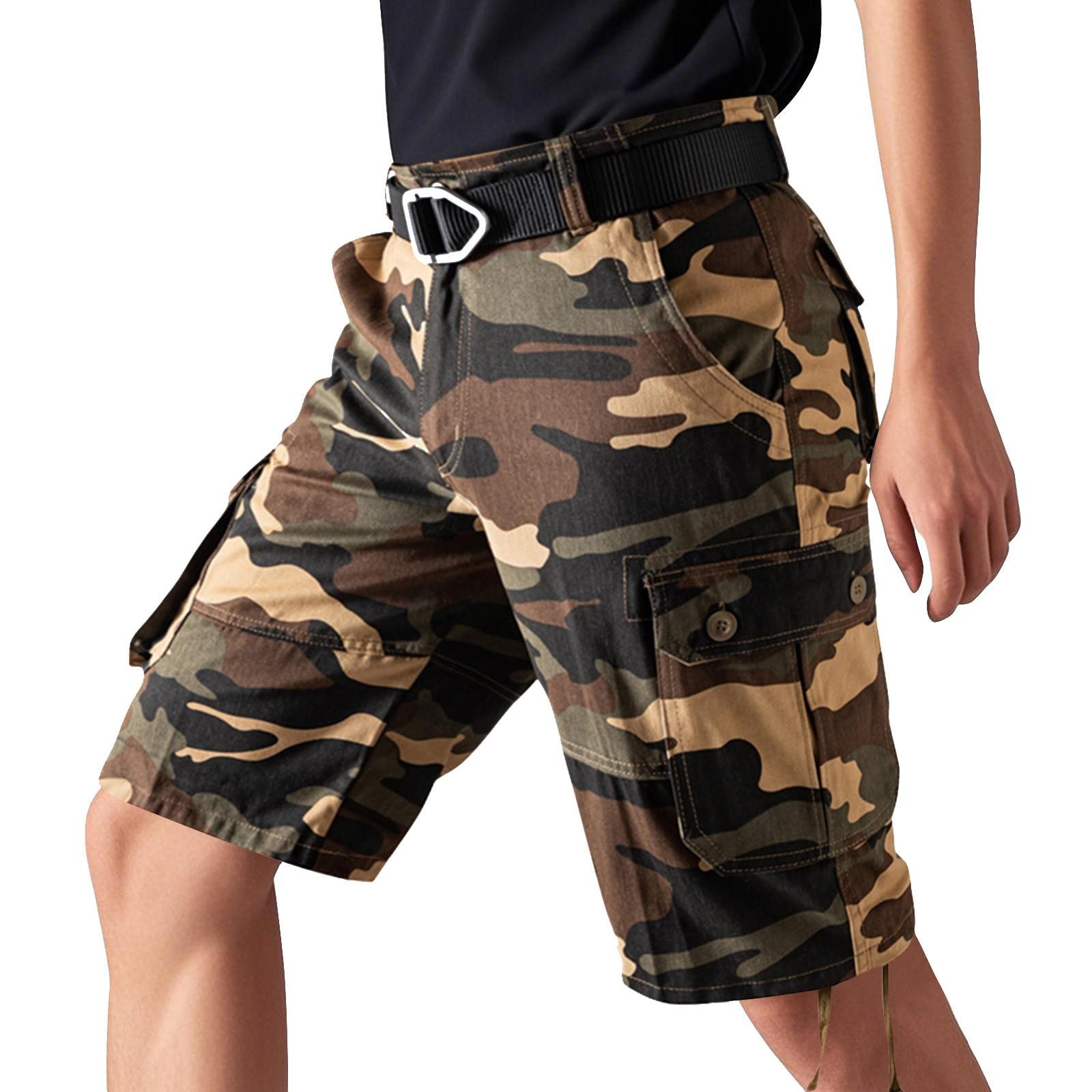 

Men s Summer Workwear Shorts Loose Casual Five-Point Pants Men s Summer Camouflage Casual Cargo Shorts 34 хакі