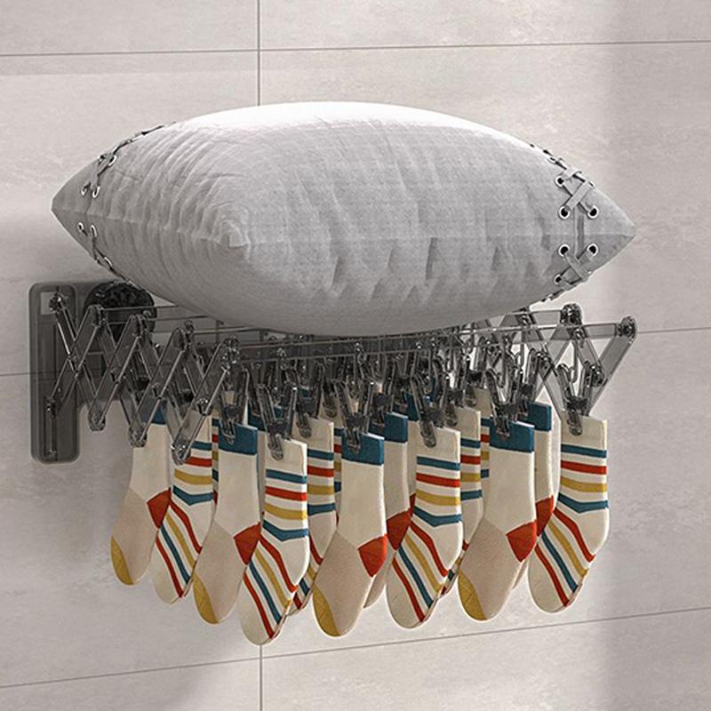 Balcony Suction Cup Drying Rack Socks Folding Drying Rack Household Clothes Rack wall-mounted Multi Clip Drying Socks Artifact