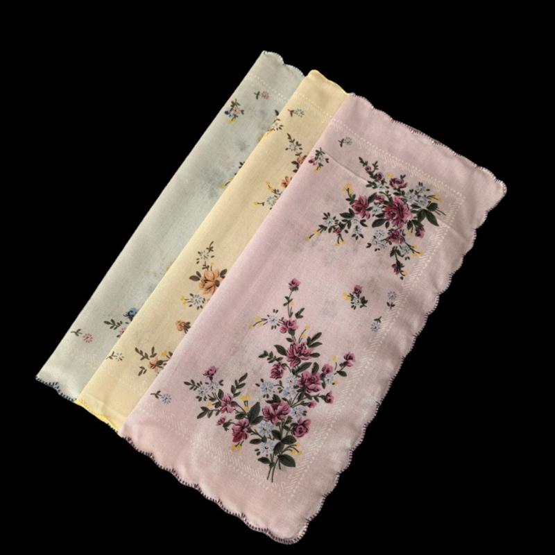 Lady Square Handkerchief Cloth Flower Women Child Print Face Hand Towel Hanky Wedding Christmas Gift