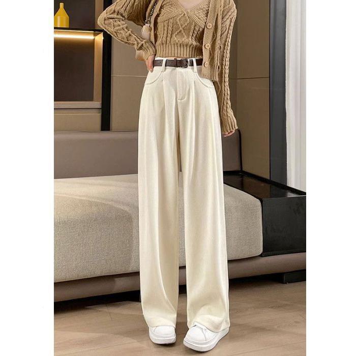 Autumn Winter Lady Snow Warm Pants Classic Fleece High Waist Trousers Women Straight Leg Plush Thermal Casual Pants