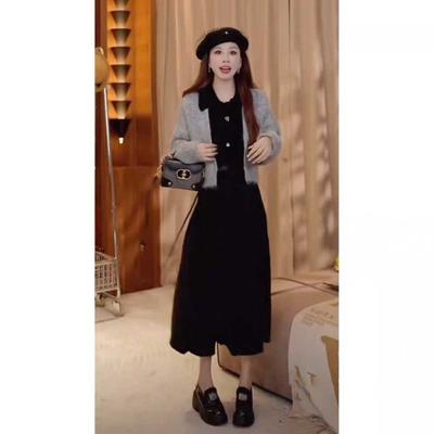 Contrasting Color Lapel Sweater Jacket Women's Early Autumn Lazy High-end Soft Waxy Short Knitted Cardigan