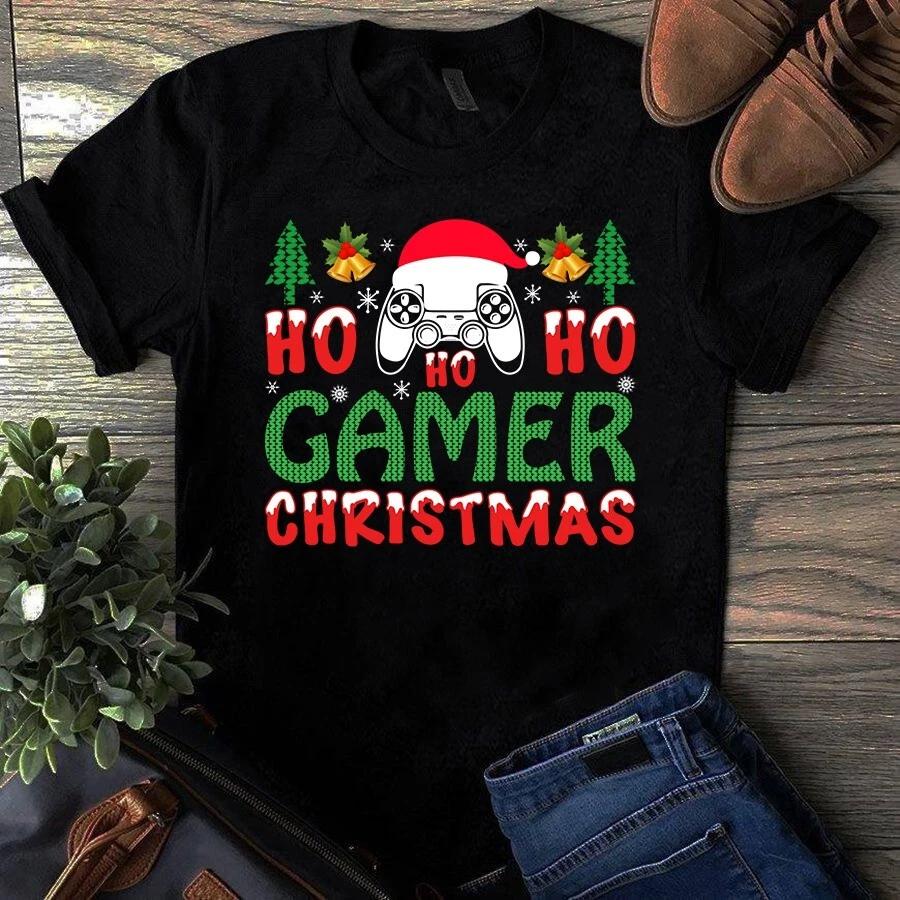 Men s and Women s T-shirts Ho Ho Ho Gamer Christmas Xmas Gift L