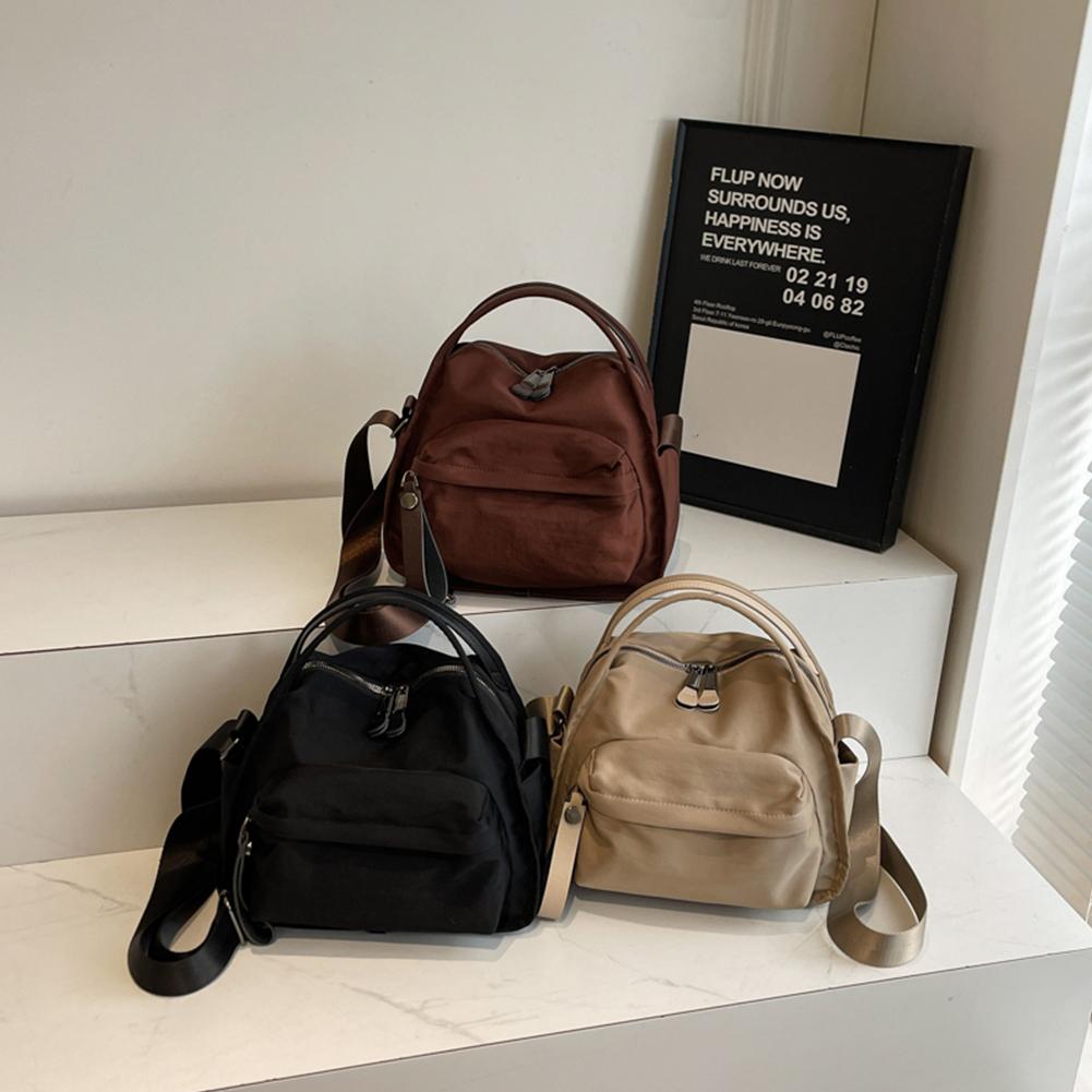Women Lightweight Sling Bag Solid Color Oxford Cloth Handbag Zipper Closure Versatile Shoulder Bag Travel Shopping Work Date Bag