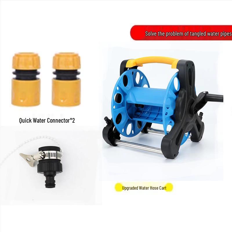 Garden Hose Cart Reel & Storage Rack Set for Household & Car Wash Use