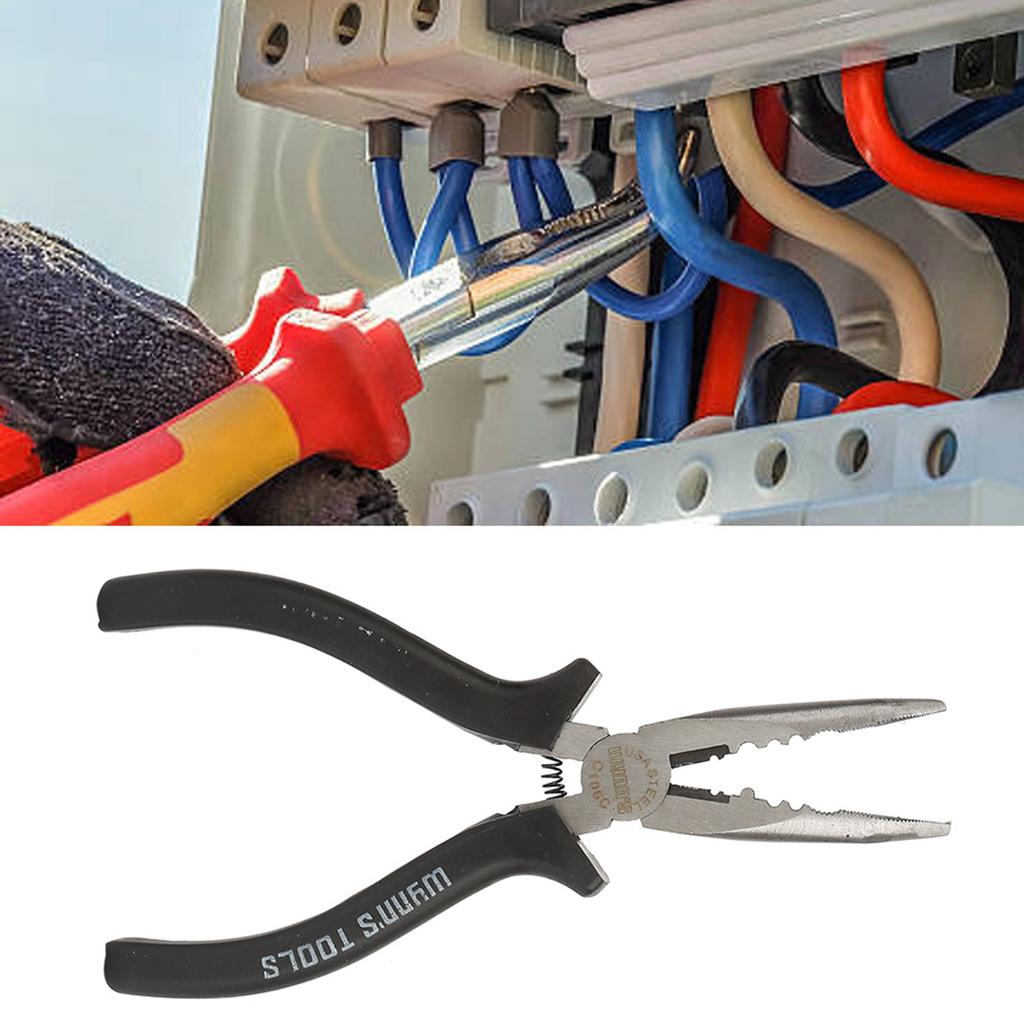 6   High Carbon Steel Slimline Bent Nose Pliers Round Curved Nose Pliers for Multiple Purposes