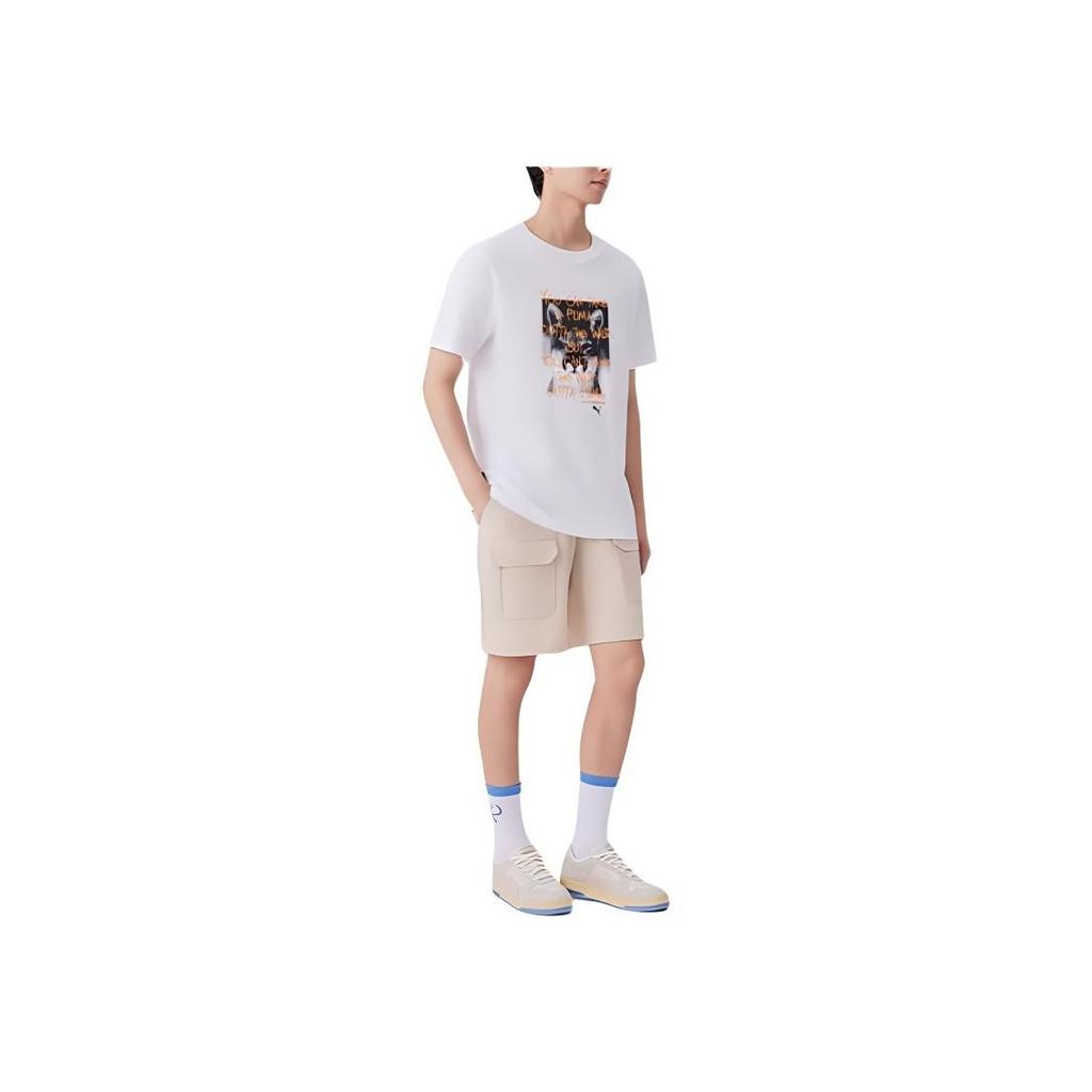 Puma Cat Tee Casual Printed Short Sleeve T-Shirt Unisex Tops White 628116-02