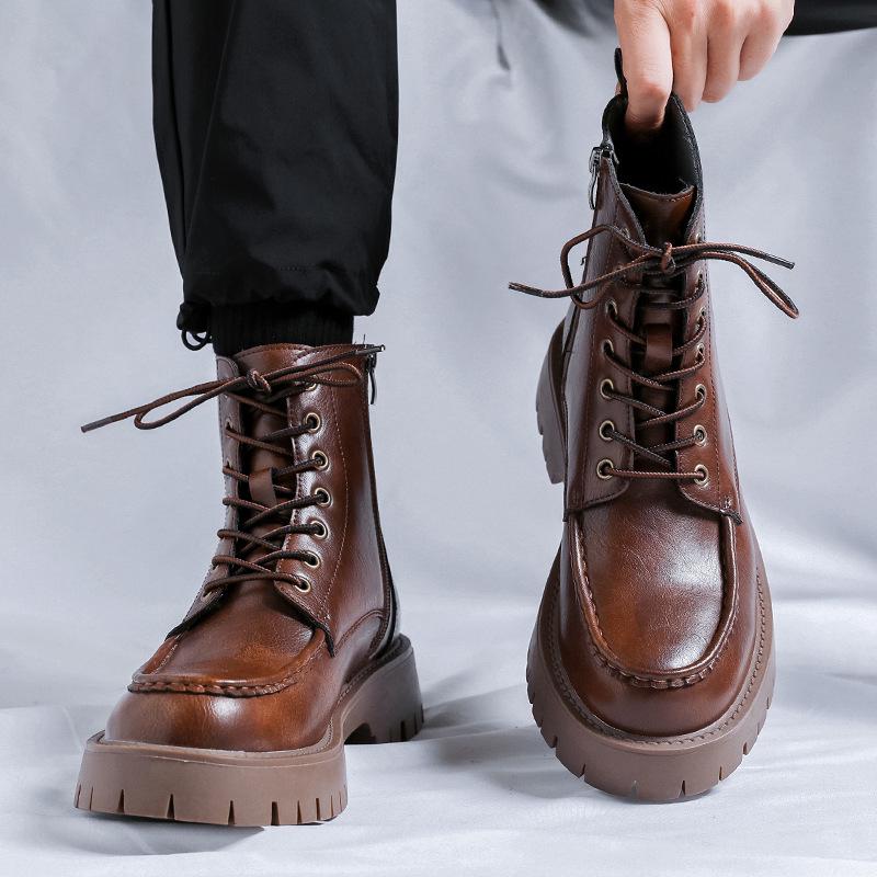 

Британские ретро мужские рабочие ботинки с высоким берцем, мотоциклетный стиль с большим носком, модель 86689-R 40 коричневый