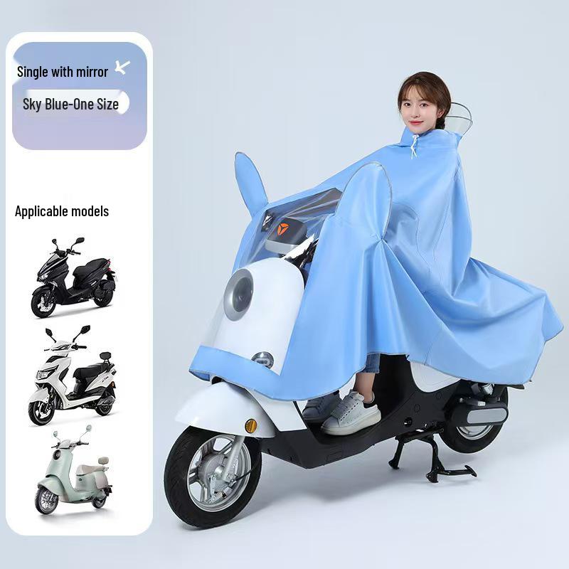 Adult Full-Body Electric Scooter Poncho: Thickened, Lengthened, Storm-Resistant, Single-Person Raincoat
