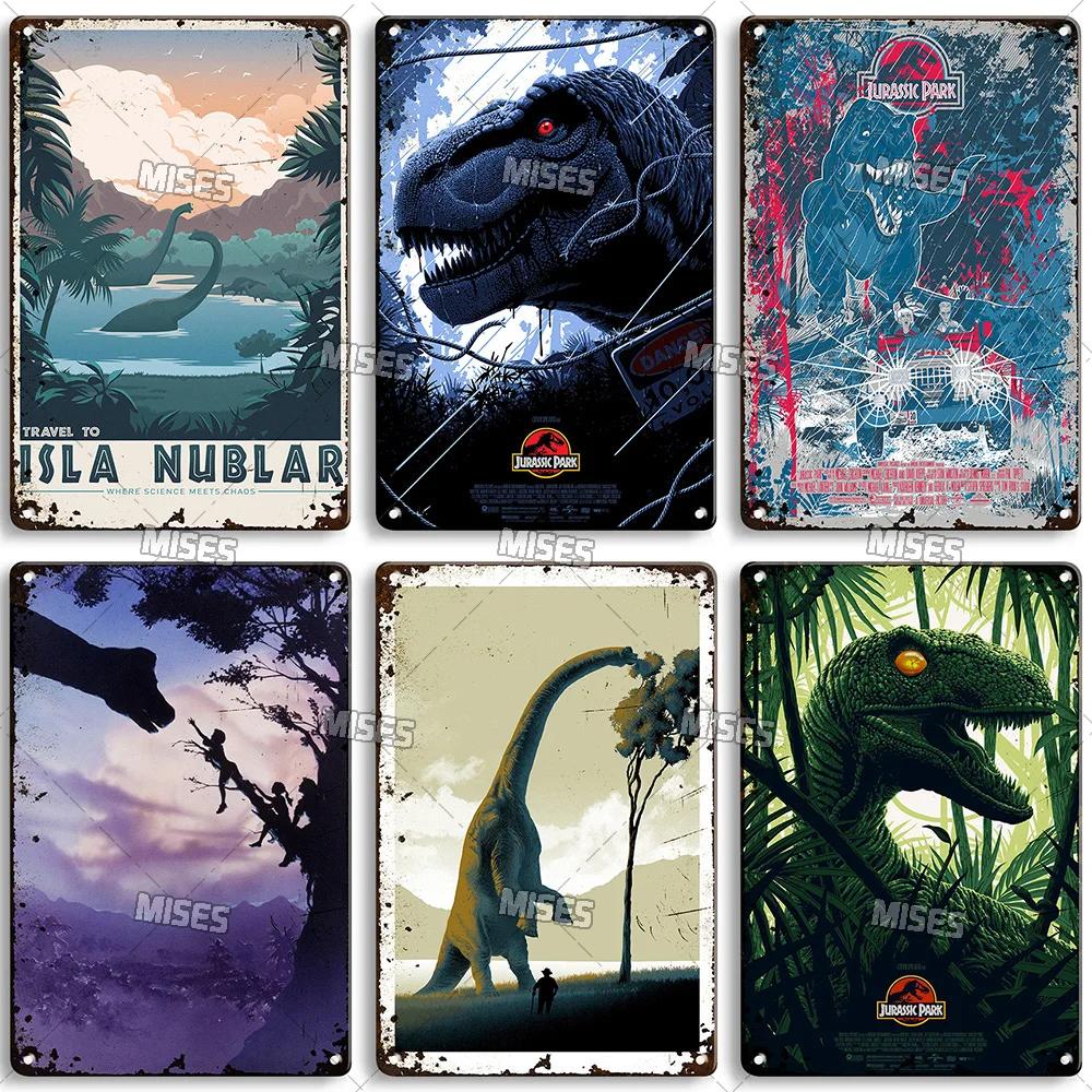 MISES Film Classico Jurassic Park Targa Metallica Pub Targa Metallica Giardino Vecchia Targa Murale Segno Metallico Arrugginito Decorazione Murale Poster Metallico