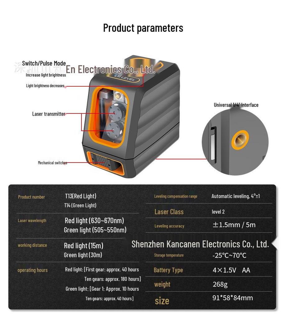 Indoor Green Light Laser Level Projector for Horizontal & Vertical Marking