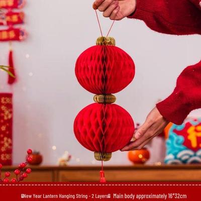 Red Honeycomb Ball Lantern for Festivals and Weddings - Creative Hanging Ornament for Living Room and Entrance