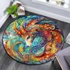 Abstract Goat and Lion Round Area Rug,Carpet Rug for Living Room Bedroom Sofa Playroom Decor,Non-slip Floor Mat