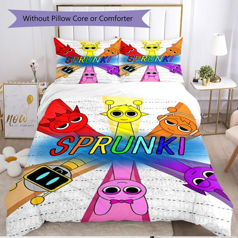 3pcs Duvet Cover Set (1*Duvet Cover + 2*Pillowcase, Without Core), Sprunki Game Print Soft All‑Season Bedding Set, Home Bedroom Decor Gift