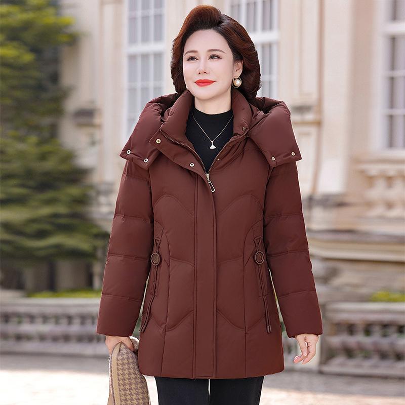 Fashion Down Jacket Women's Medium and Long Winter New Large Size Thickened Loose Middle-aged and Elderly Mother Coat