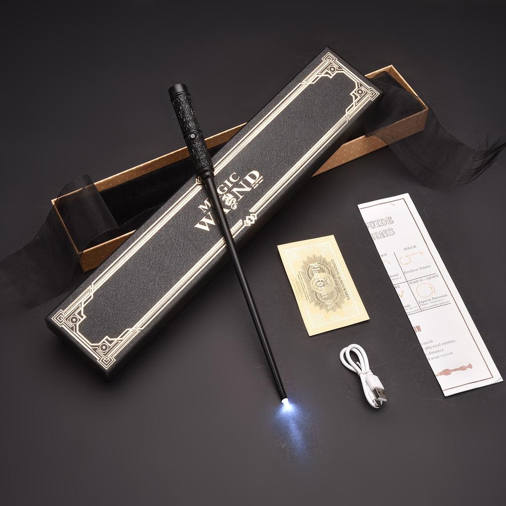 Bacchetta Magica Harry Potter Illuminante Ricaricabile Bacchetta di Sambuco, Bacchetta Magica Incisa USB Luminosa