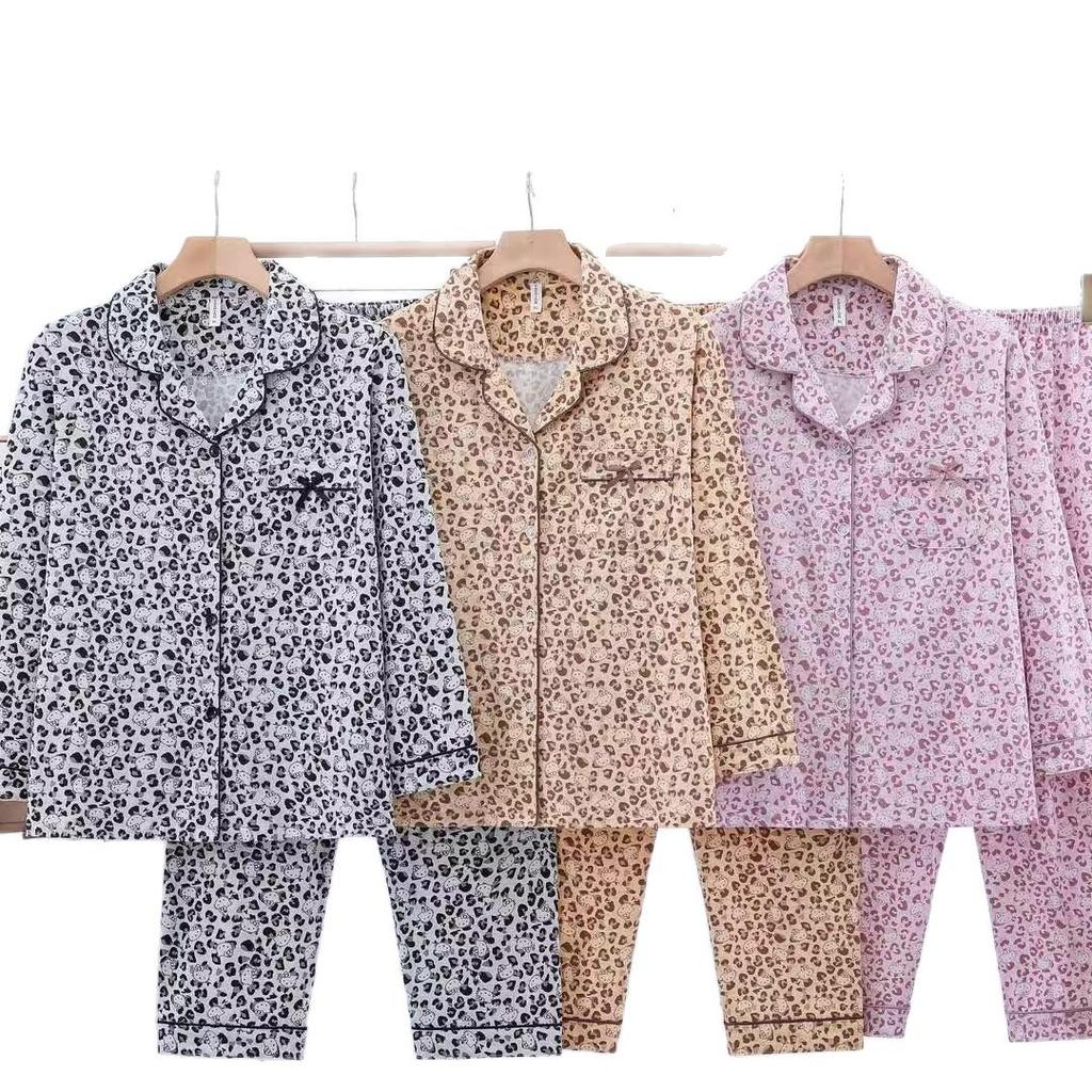 Guifei Autumn/Winter Women's Two-Piece Pajama Set: Turn-Down Collar, Long Sleeve, Long Pants, Casual Comfort