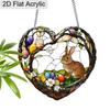 Acrylic Heart-Shaped Easter Bunny Suncatcher Stained Glass Effect Window Hanging Ornament Easter Lover Gifts