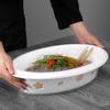 Ceramic Egg-Shaped Plum Blossom Grilled Fish and Warming Plate with White Round Heating Dry Pot Stove.