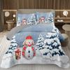 Copriletto Buon Natale, Set Copriletto Pupazzo di Neve Kawaii Queen/Full per Camera da Letto Bambini Ragazzi Ragazze, Set Piumino Tema Natale Cartone Animato