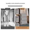Large Transparent Foldable Fabric Wardrobe Organizer Box - Extra Capacity Quilt and Clothes Storage Basket