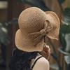 Chapeau Bob à Large Bord en Paille Chapeau d'Été Décoration Nœud Papillon Design Fendu sur le Côté Chapeau Pliable Protection Solaire Chapeau de Pêcheur Décontracté d'Extérieur