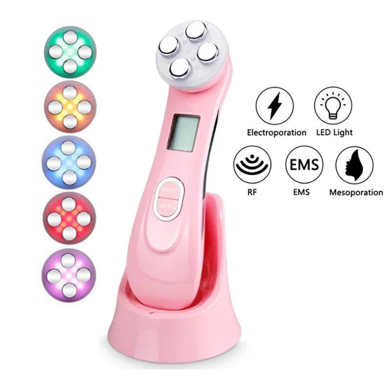 5-IN-1 RF Radio Frequency EMS Electroporation LED Photon Beauty Device Face Massager Skin Lifting Tighten Skin Care Anti-Wrinkle
