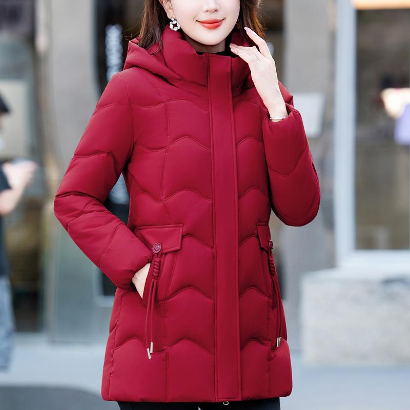 Módní zimní bundy dámské parky s kapucí volné silné teplé dámské dlouhé kabáty