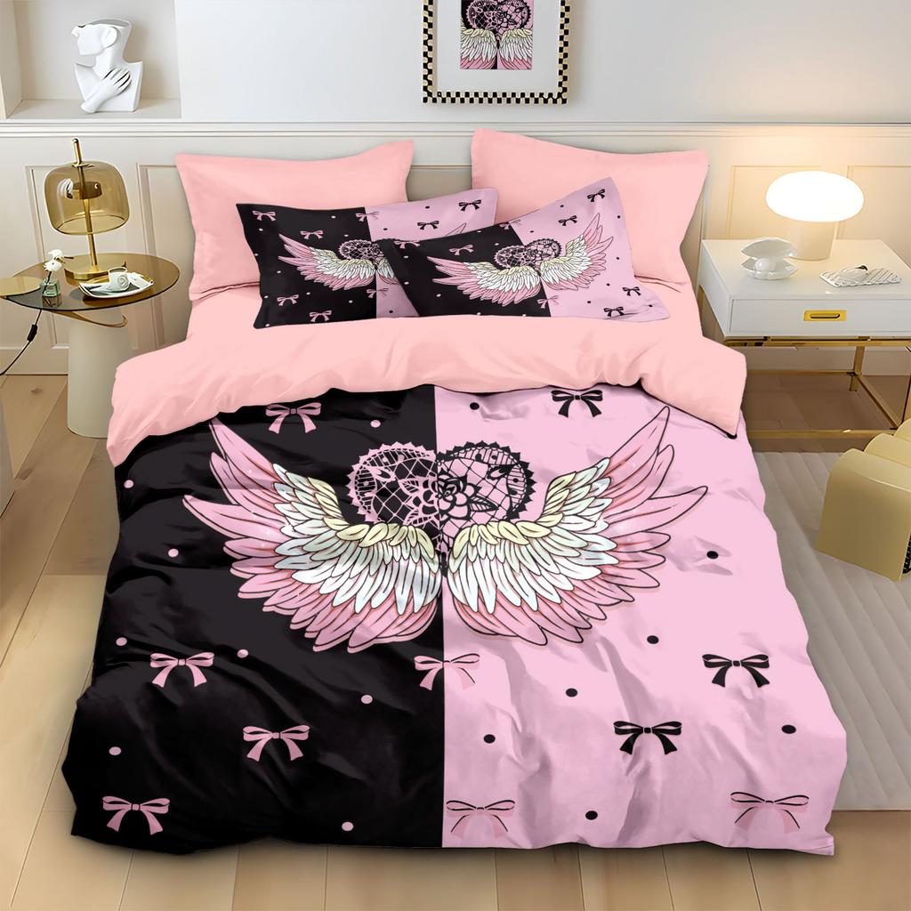 Bedding Three-Piece Wing 3D Printing Pillowcase Quilt Cover Creative Home Textile Spot