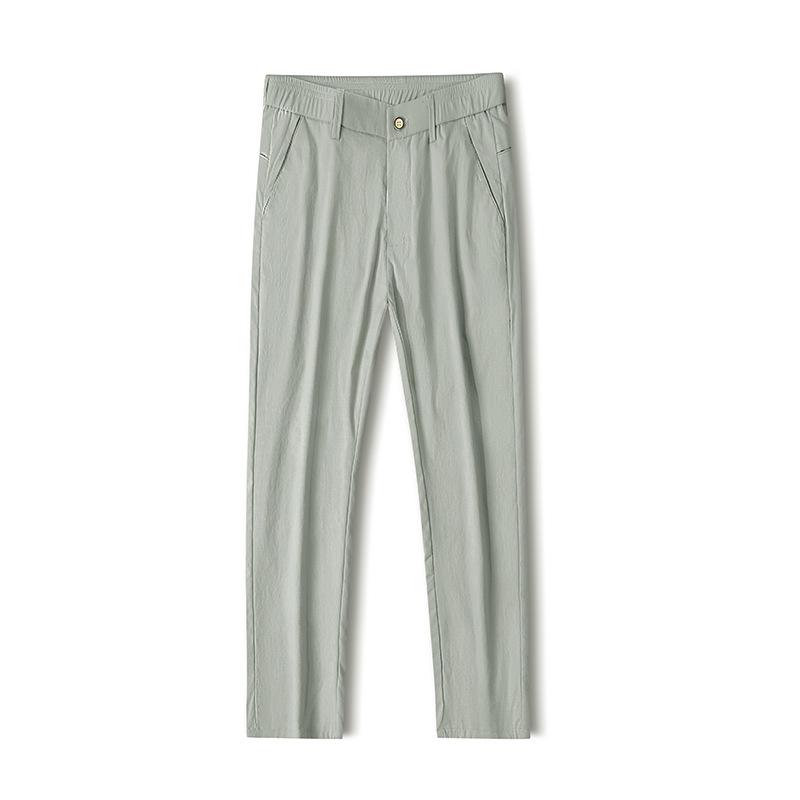 

Men s Elasticated Waist Long Trousers Summer Ice Silk Lightweight Slim-Fit Trousers Versatile, Trendy Sports Trousers 38 світло-зелений колір