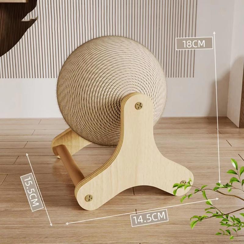 Elephant Shaped Cat Scratcher Solid Wood Stable Triangular Sisal Ball Toy for Home Pet Cats
