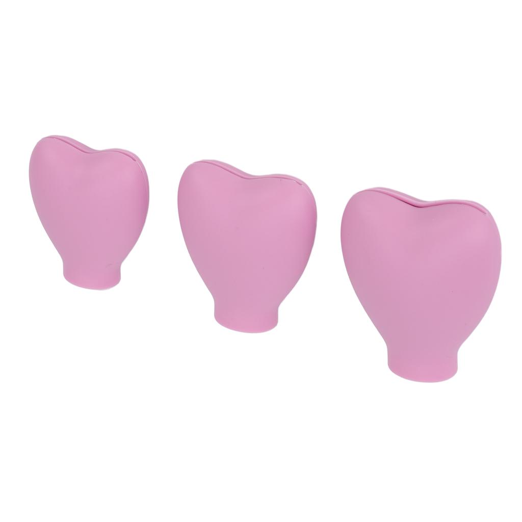 3pcs Makeup Brush Cover Portable Silicone Hrt Shaped Cosmetic Brush Guard for Women Girls