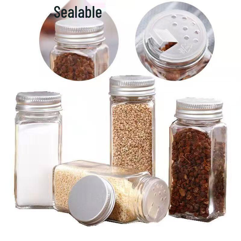 Bamboo Lid Glass Spice Jar with Flip-Top